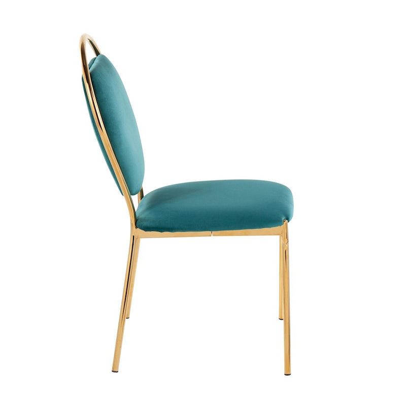 LumiSource Keyhole Dining Chair, Set of 2, Gold/Cream Velvet