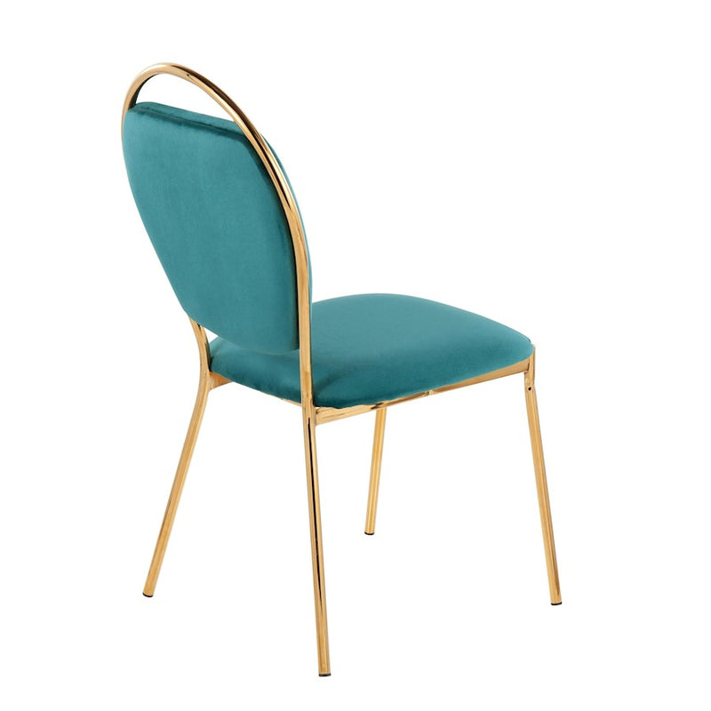 LumiSource Keyhole Dining Chair, Set of 2, Gold/Cream Velvet