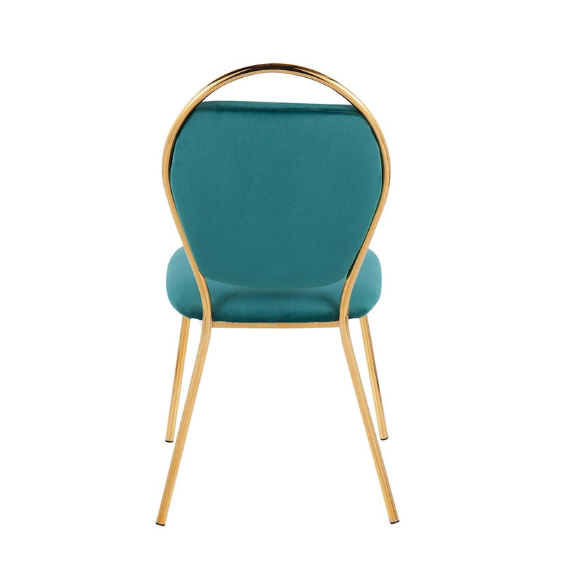 LumiSource Keyhole Dining Chair, Set of 2, Gold/Cream Velvet