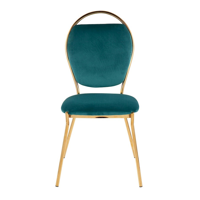 LumiSource Keyhole Dining Chair, Set of 2, Gold/Cream Velvet