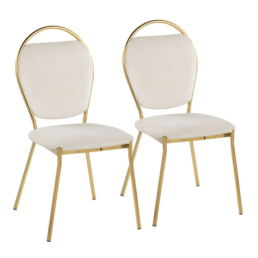 LumiSource Keyhole Dining Chair, Set of 2, Gold/Green Velvet - DC-KEYAUVGN2