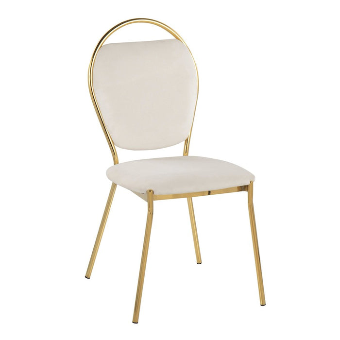 LumiSource Keyhole Dining Chair, Set of 2, Gold/Green Velvet