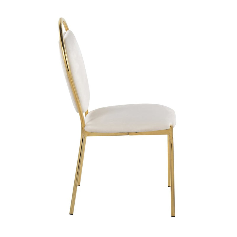 LumiSource Keyhole Dining Chair, Set of 2, Gold/Green Velvet