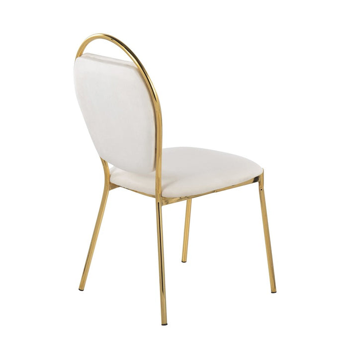 LumiSource Keyhole Dining Chair, Set of 2, Gold/Green Velvet