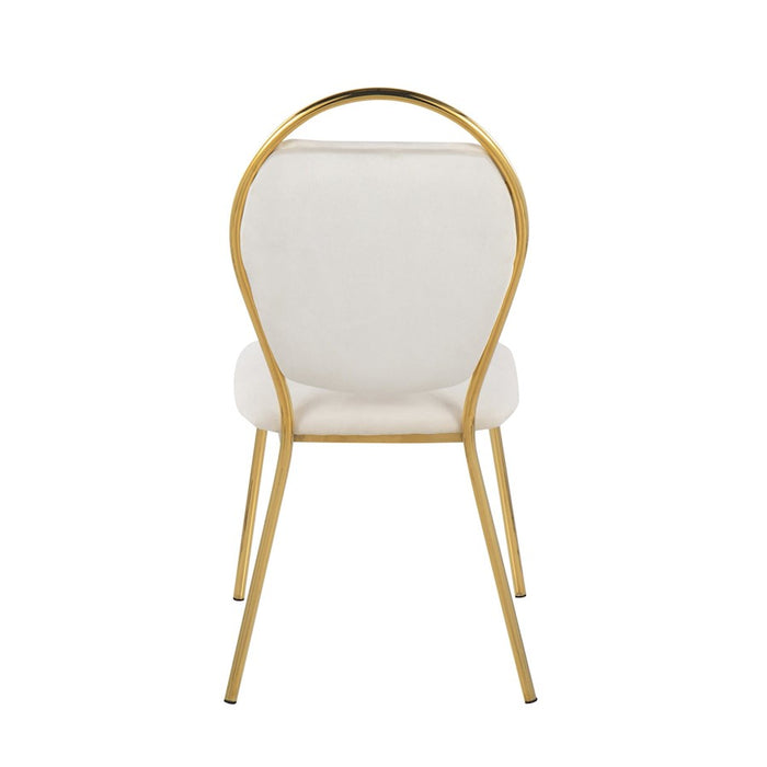 LumiSource Keyhole Dining Chair, Set of 2, Gold/Green Velvet