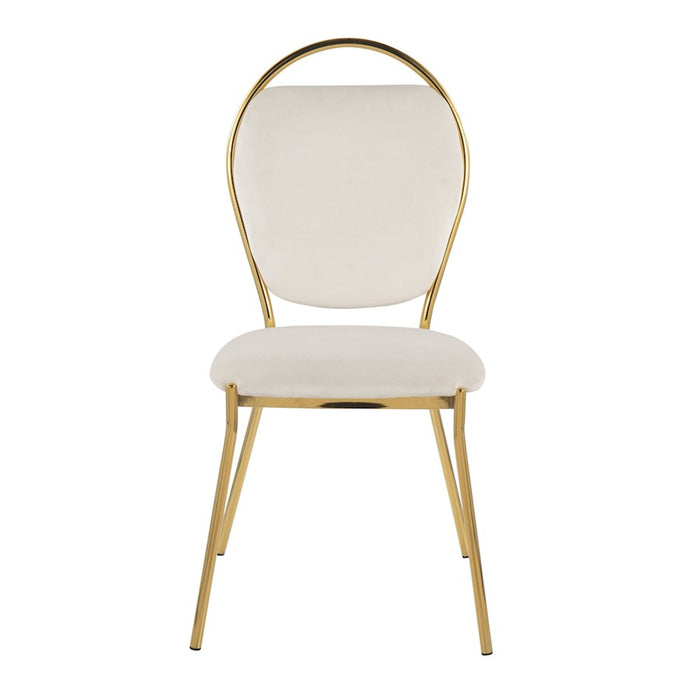LumiSource Keyhole Dining Chair, Set of 2, Gold/Green Velvet