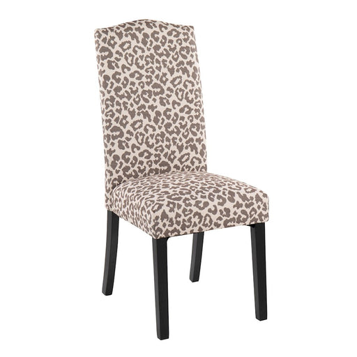 LumiSource Leopard Dining Chair in Black Wood/Beige Leopard - DC-LEOPARDBK-BG