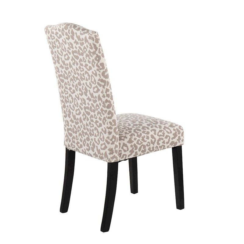 LumiSource Leopard Dining Chair, Black Wood/Grey Leopard