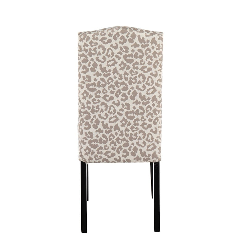 LumiSource Leopard Dining Chair, Black Wood/Grey Leopard