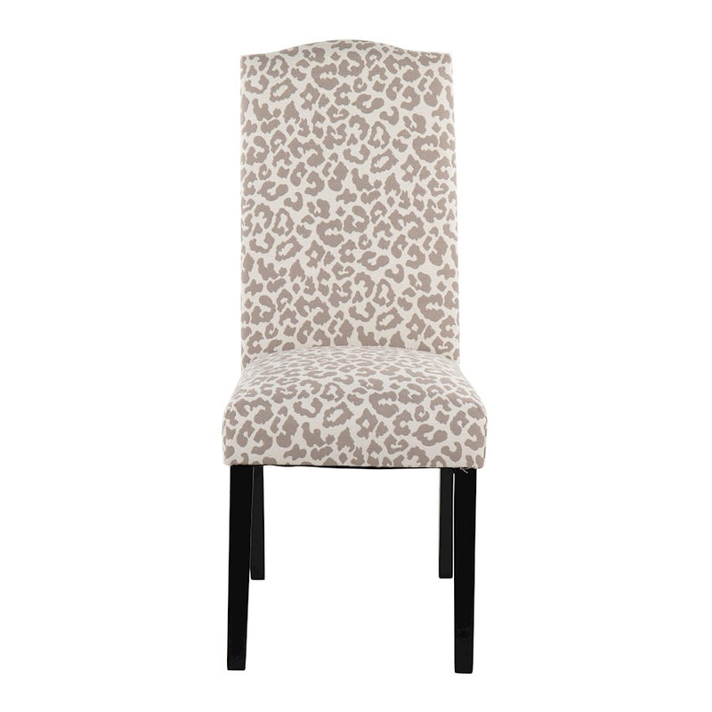 LumiSource Leopard Dining Chair, Black Wood/Grey Leopard