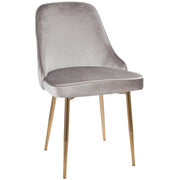 LumiSource Marcel Dining Chair Set of 2 | Glam Gold Metal & Silver Velvet | Dining Room & Living Room Seating | 24x20x34 in | Model DC-MARCLAU-SV2