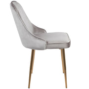 LumiSource Marcel Dining Chair Set of 2 | Glam Gold Metal & Silver Velvet | Dining Room & Living Room Seating | 24x20x34 in | Model DC-MARCLAU-SV2