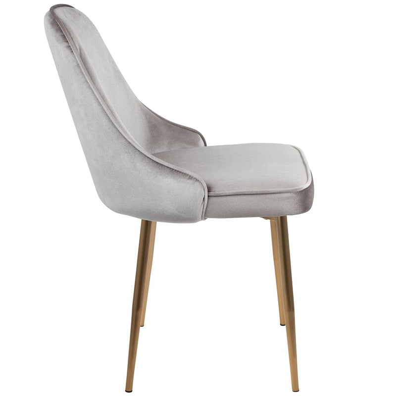 LumiSource Marcel Dining Chair Set of 2 | Glam Gold Metal & Silver Velvet | Dining Room & Living Room Seating | 24x20x34 in | Model DC-MARCLAU-SV2