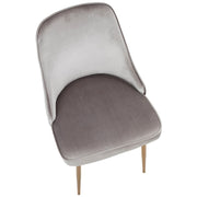 LumiSource Marcel Dining Chair Set of 2 | Glam Gold Metal & Silver Velvet | Dining Room & Living Room Seating | 24x20x34 in | Model DC-MARCLAU-SV2