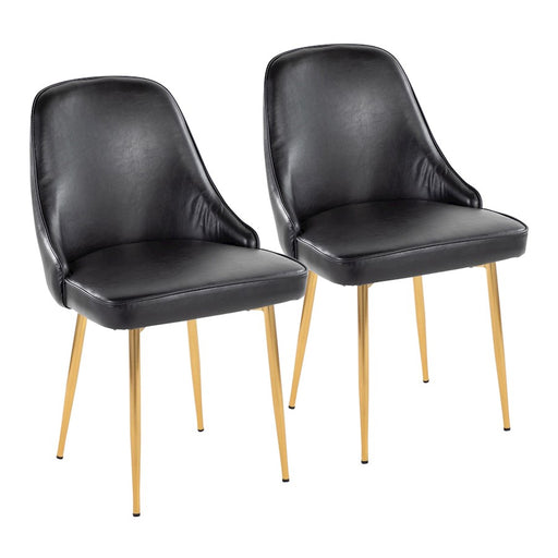LumiSource Marcel Dining Chair, Set of 2, Gold Metal/Black PU - DC-MARCLAUPUBK2