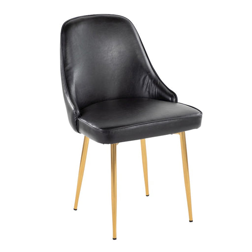 LumiSource Marcel Dining Chair, Set of 2, Gold Metal/Black PU
