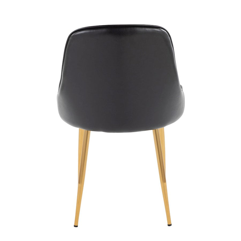 LumiSource Marcel Dining Chair, Set of 2, Gold Metal/Black PU