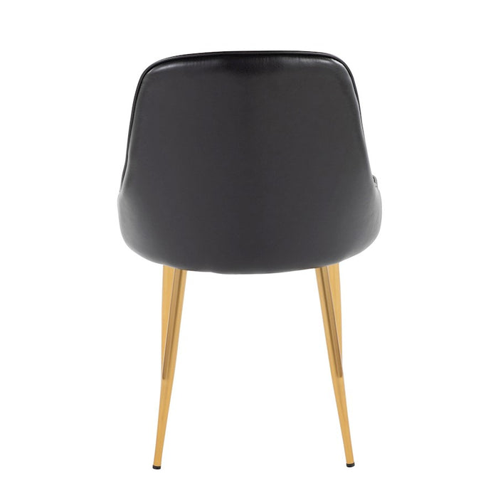 LumiSource Marcel Dining Chair, Set of 2, Gold Metal/Black PU