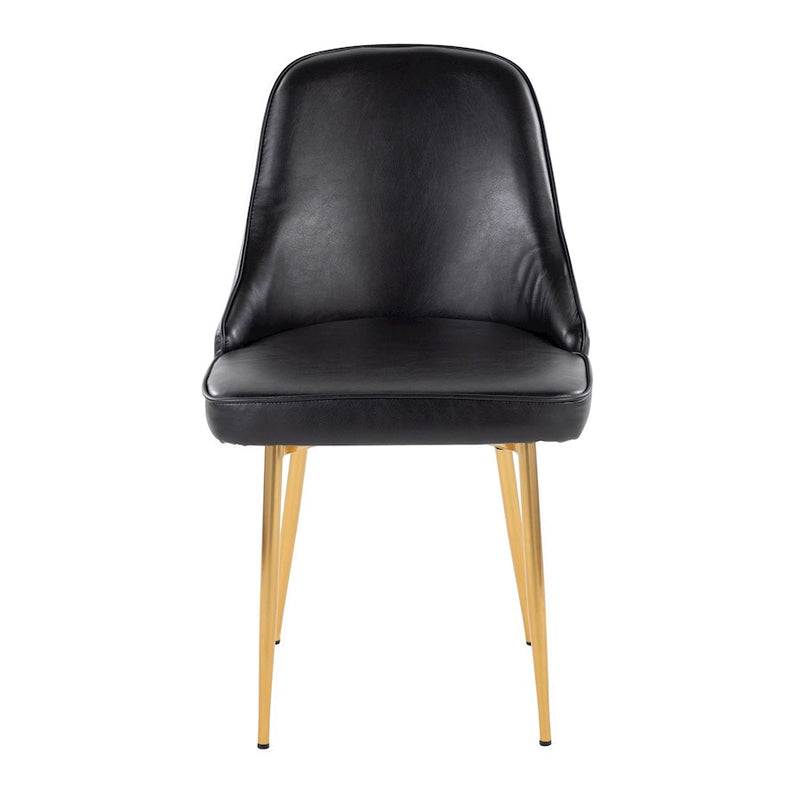 LumiSource Marcel Dining Chair, Set of 2, Gold Metal/Black PU