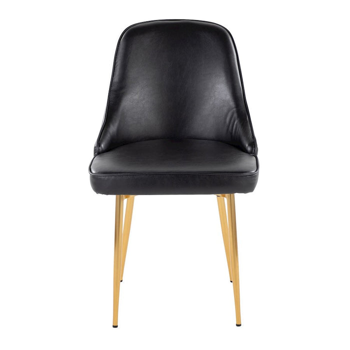 LumiSource Marcel Dining Chair, Set of 2, Gold Metal/Black PU