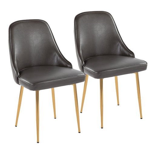 LumiSource Marcel Dining Chair, Set of 2, Gold Metal/Grey PU - DC-MARCLAUPUGY2