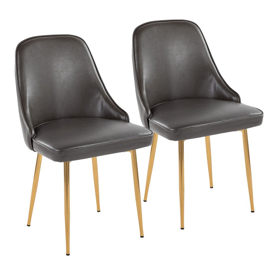 LumiSource Marcel Dining Chair, Set of 2, Gold Metal/Grey PU - DC-MARCLAUPUGY2