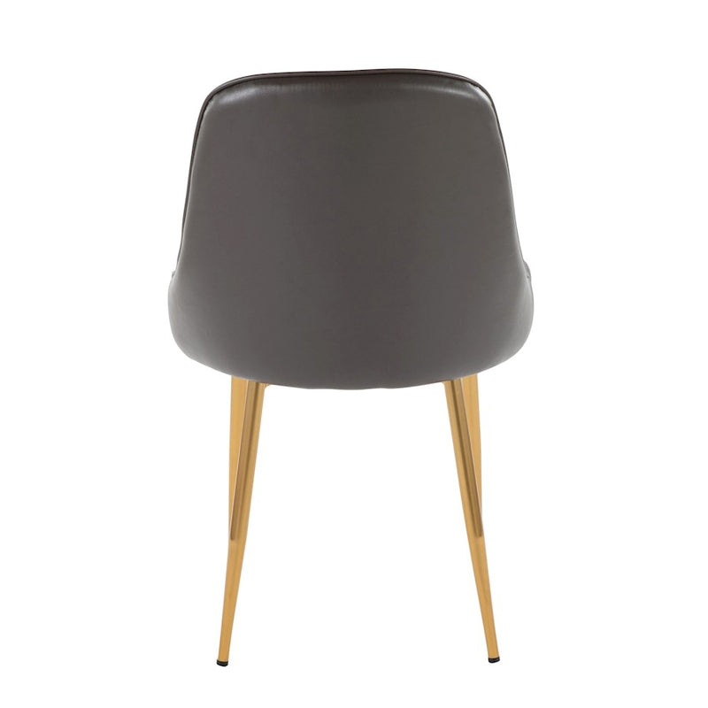 LumiSource Marcel Dining Chair Set of 2 | Glam Gold Metal & Grey PU | Dining Room & Kitchen Seating | 23.5x20x33.75 in | Model DC-MARCLAUPUGY2