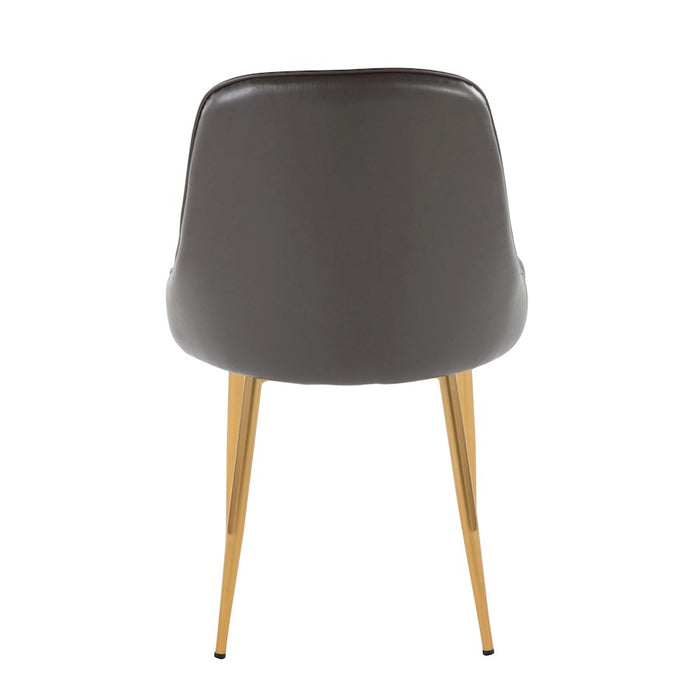 LumiSource Marcel Dining Chair, Set of 2, Gold Metal/Grey PU