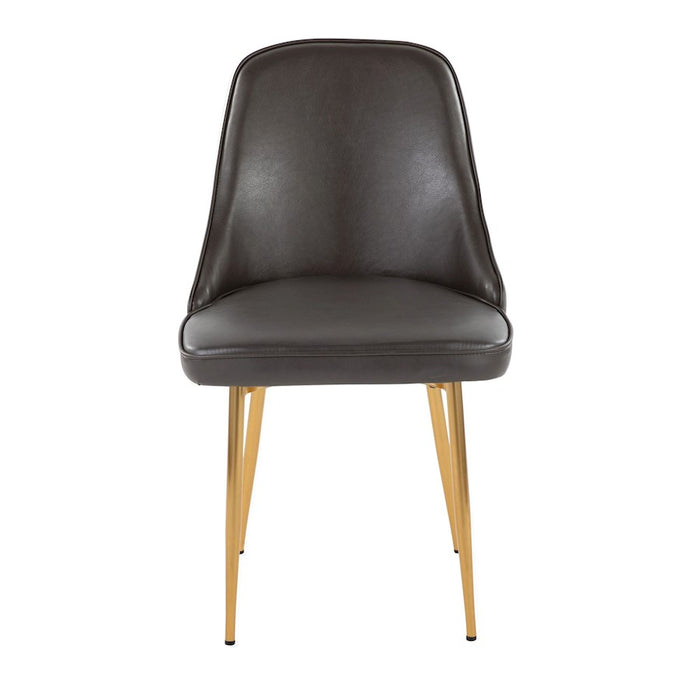 LumiSource Marcel Dining Chair, Set of 2, Gold Metal/Grey PU