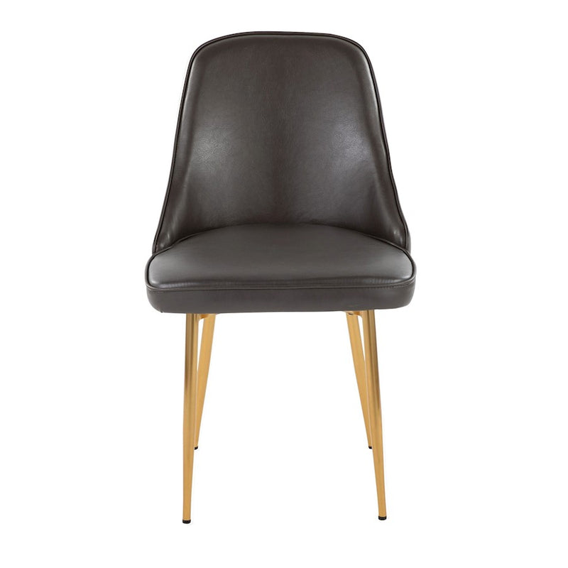 LumiSource Marcel Dining Chair Set of 2 | Glam Gold Metal & Grey PU | Dining Room & Kitchen Seating | 23.5x20x33.75 in | Model DC-MARCLAUPUGY2