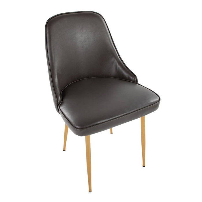 LumiSource Marcel Dining Chair, Set of 2, Gold Metal/Grey PU