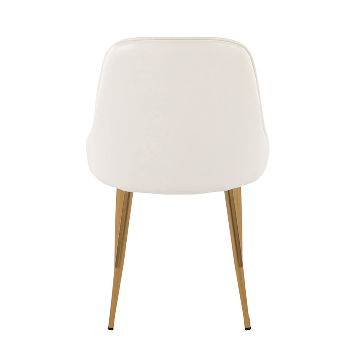 LumiSource Marcel Dining Chair, Set of 2, Gold Metal/White PU