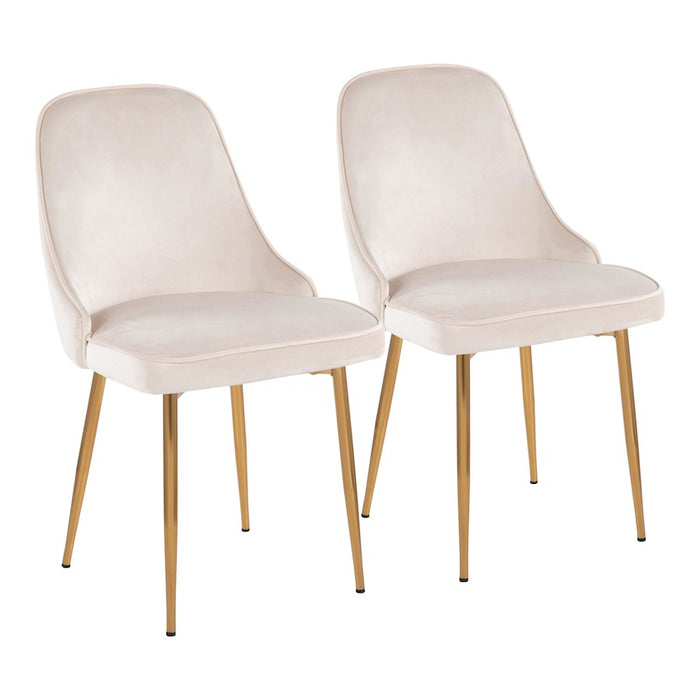LumiSource Marcel Dining Chair, Set of 2, Gold/Cream Velvet - DC-MARCLAUVCR2