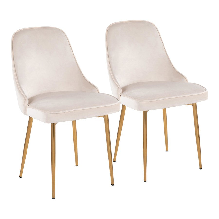 LumiSource Marcel Dining Chair, Set of 2, Gold/Cream Velvet - DC-MARCLAUVCR2