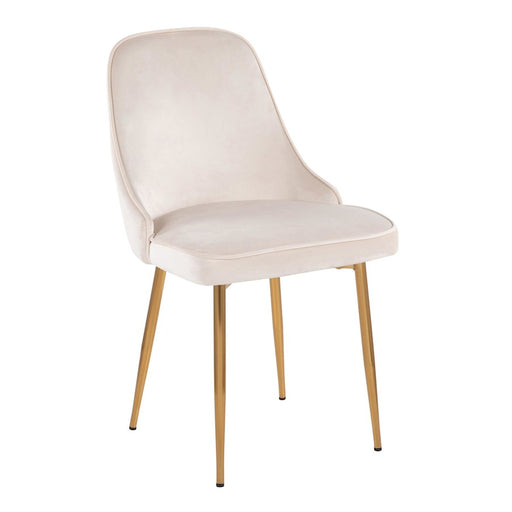 LumiSource Marcel Dining Chair, Set of 2, Gold/Cream Velvet