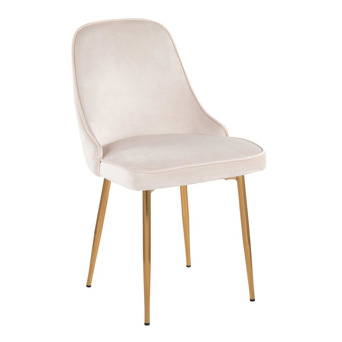 LumiSource Marcel Dining Chair, Set of 2, Gold/Cream Velvet