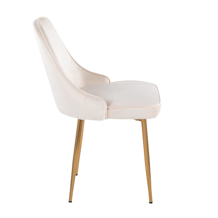 LumiSource Marcel Dining Chair, Set of 2, Gold/Cream Velvet