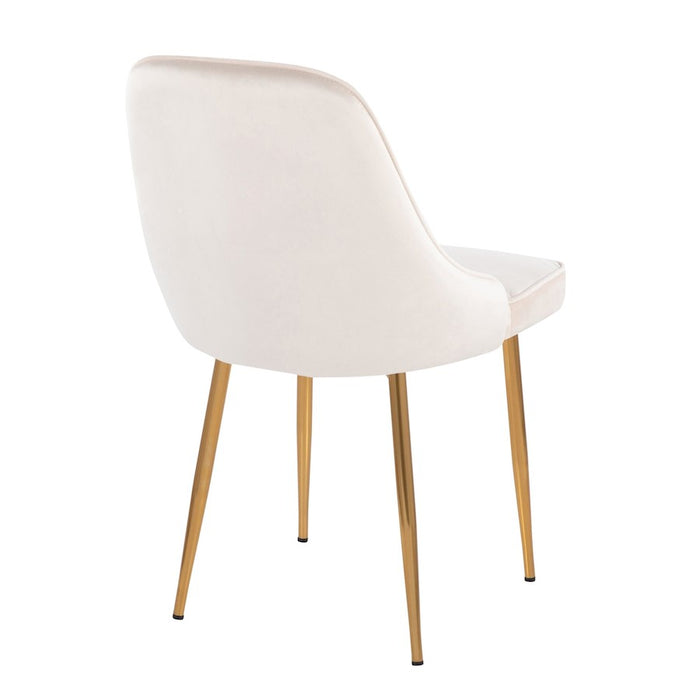 LumiSource Marcel Dining Chair, Set of 2, Gold/Cream Velvet