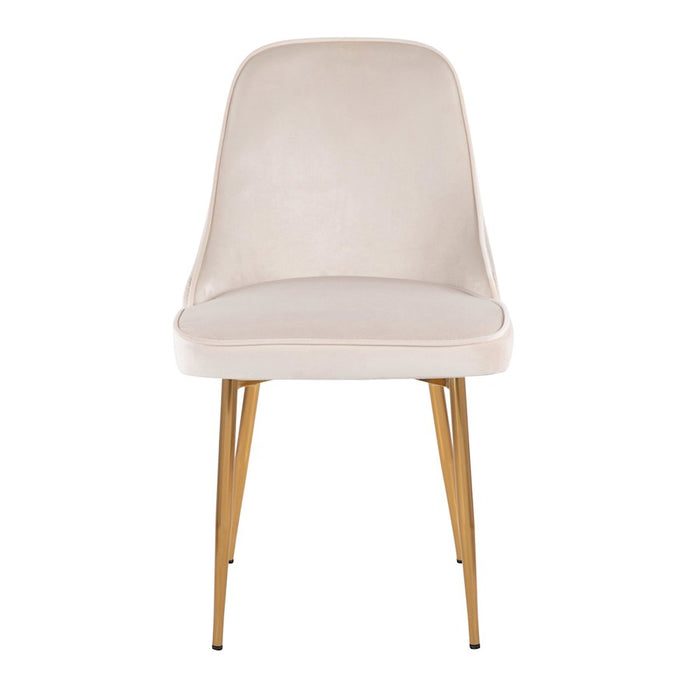 LumiSource Marcel Dining Chair, Set of 2, Gold/Cream Velvet