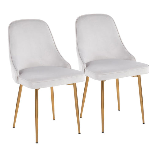LumiSource Marcel Dining Chair, Set of 2, Gold/Stormy White - DC-MARCLAUW2