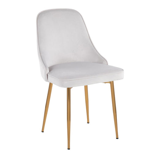 LumiSource Marcel Dining Chair, Set of 2, Gold/Stormy White