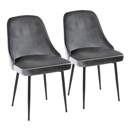 LumiSource Marcel Dining Chair, Set of 2, Black/Blue Velvet - DC-MARCLBKBU2