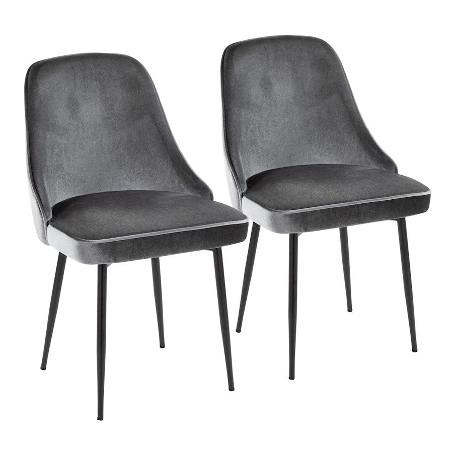 LumiSource Marcel Dining Chair, Set of 2, Black/Blue Velvet - DC-MARCLBKBU2