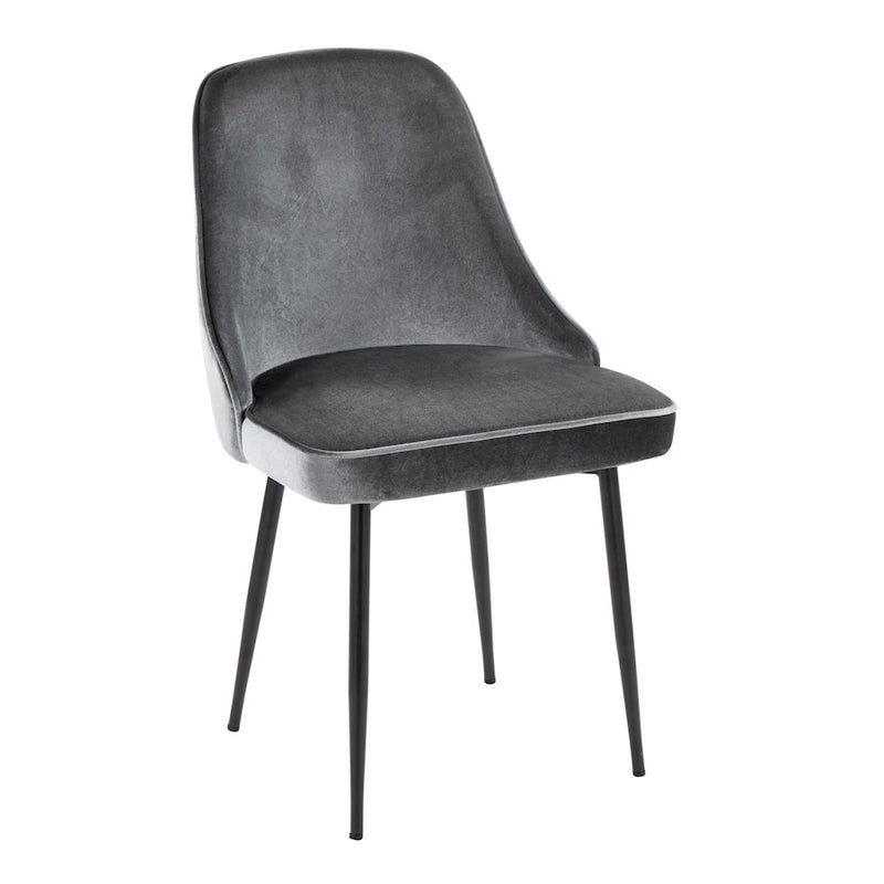 LumiSource Marcel Dining Chair, Set of 2, Black/Blue Velvet