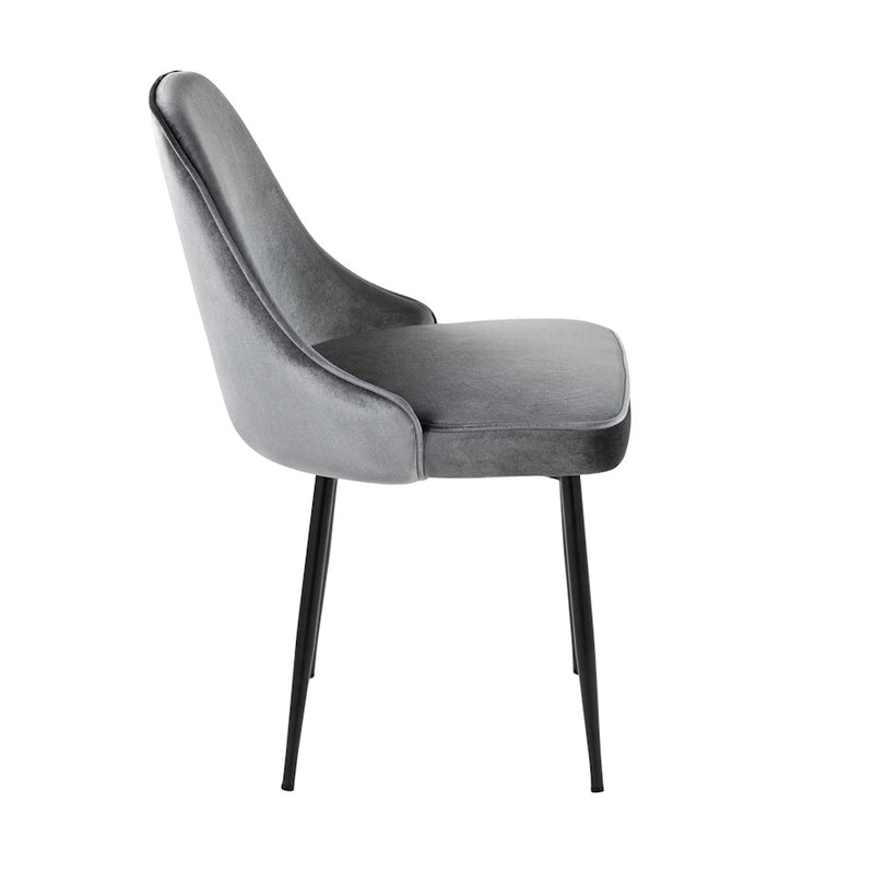 LumiSource Marcel Dining Chair, Set of 2, Black/Blue Velvet