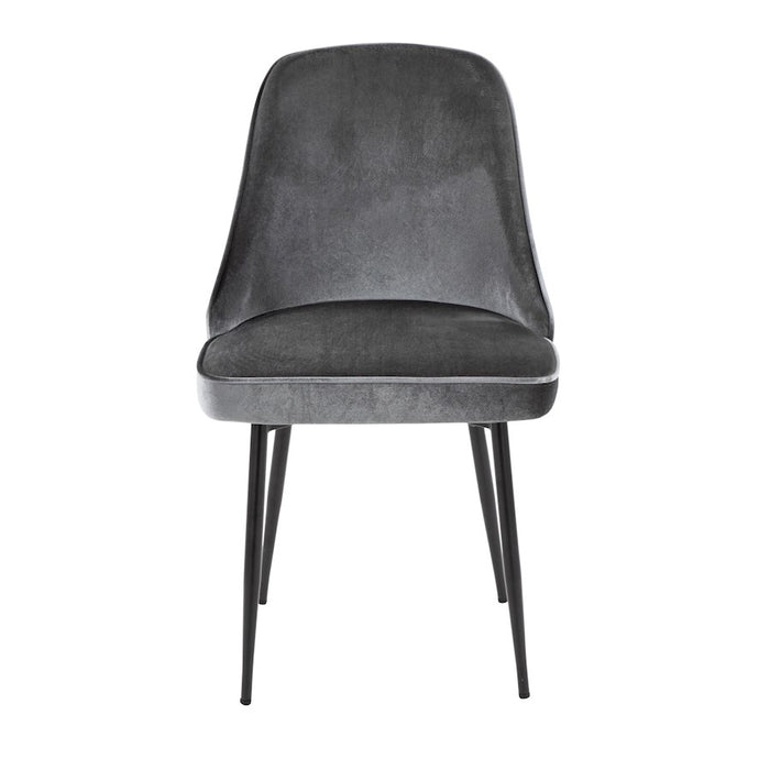 LumiSource Marcel Dining Chair, Set of 2, Black/Blue Velvet