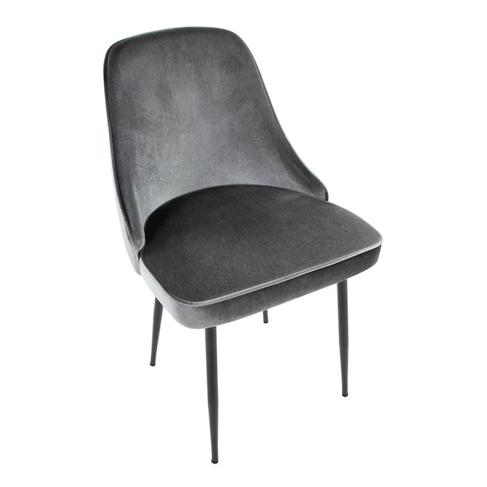 LumiSource Marcel Dining Chair, Set of 2, Black/Blue Velvet