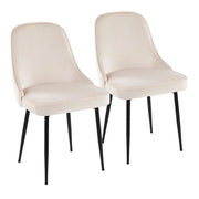 LumiSource Marcel Dining Chair, Set of 2, Black/Cream Velvet - DC-MARCLBKCR2