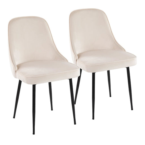 LumiSource Marcel Dining Chair, Set of 2, Black/Cream Velvet - DC-MARCLBKCR2
