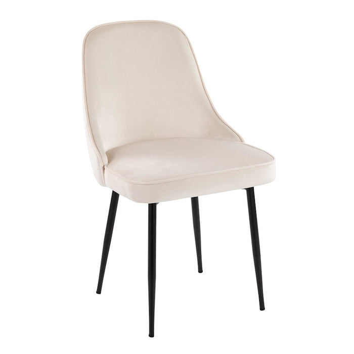 LumiSource Marcel Dining Chair, Set of 2, Black/Cream Velvet